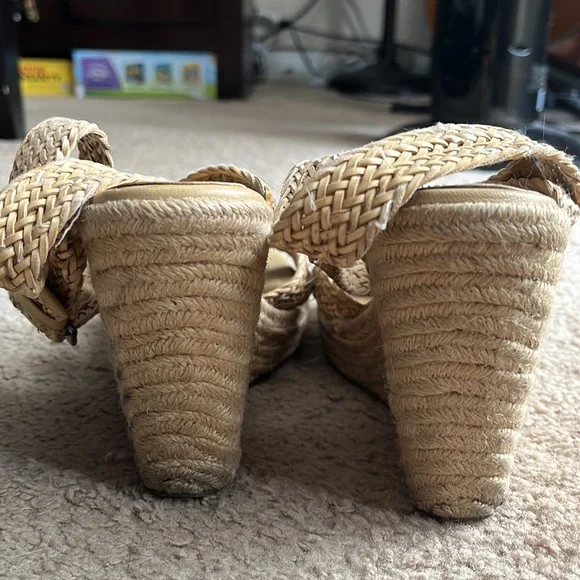 Natural beige Dolce Vita strappy twine sandal wedges - Picture 4 of 13